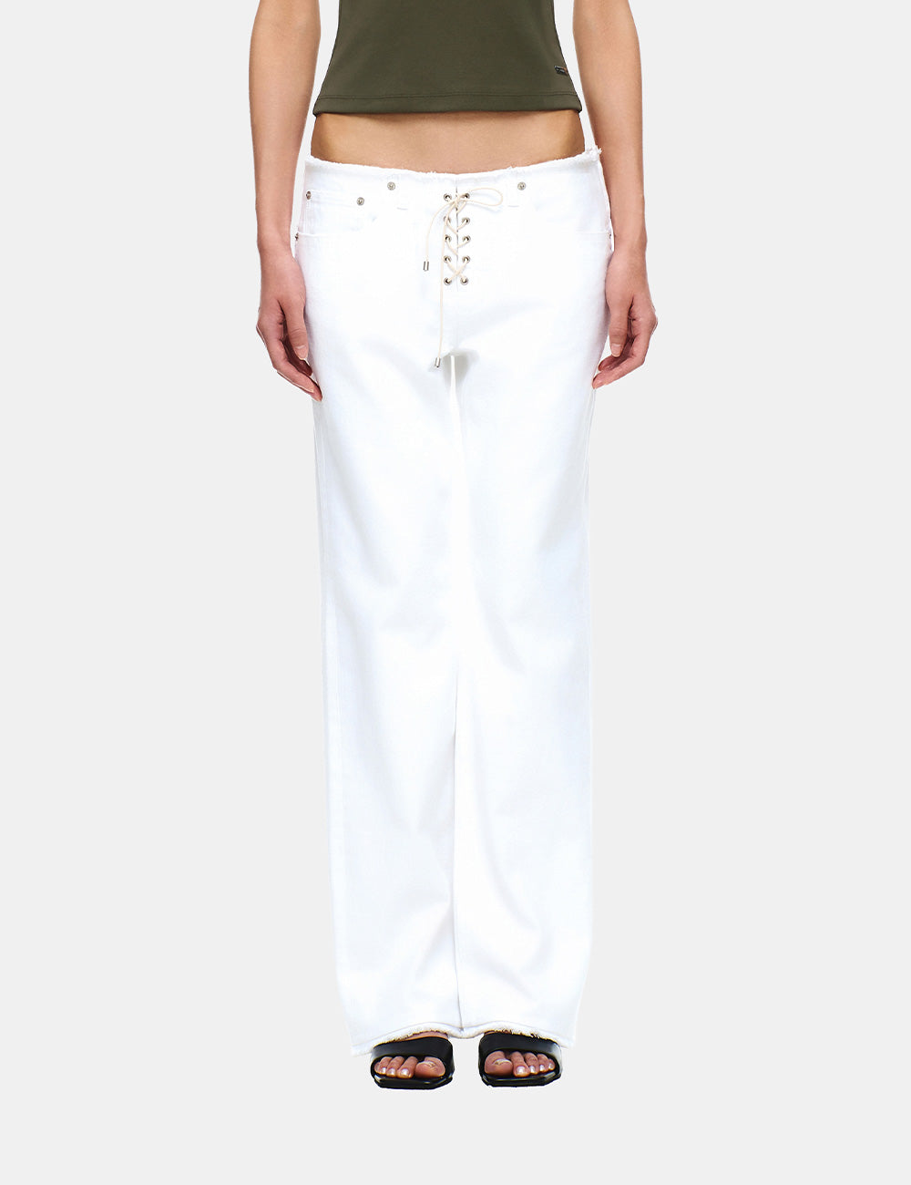 DENIM LOW-RISE LACE-UP PANTS – Verish