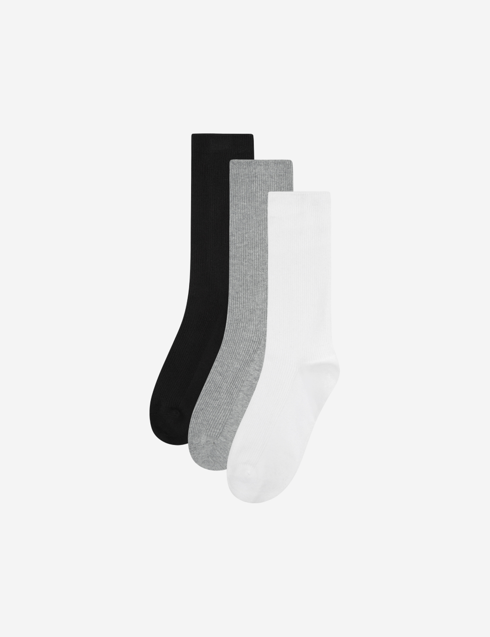 All Day Cotton Crew Socks 3 Pack - Black, Gray, White