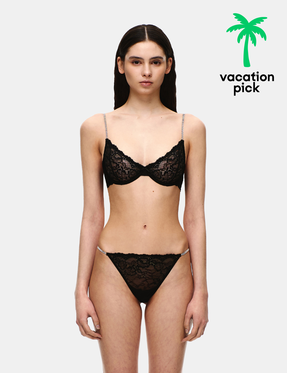 CRYSTAL STRAP LACE BRA