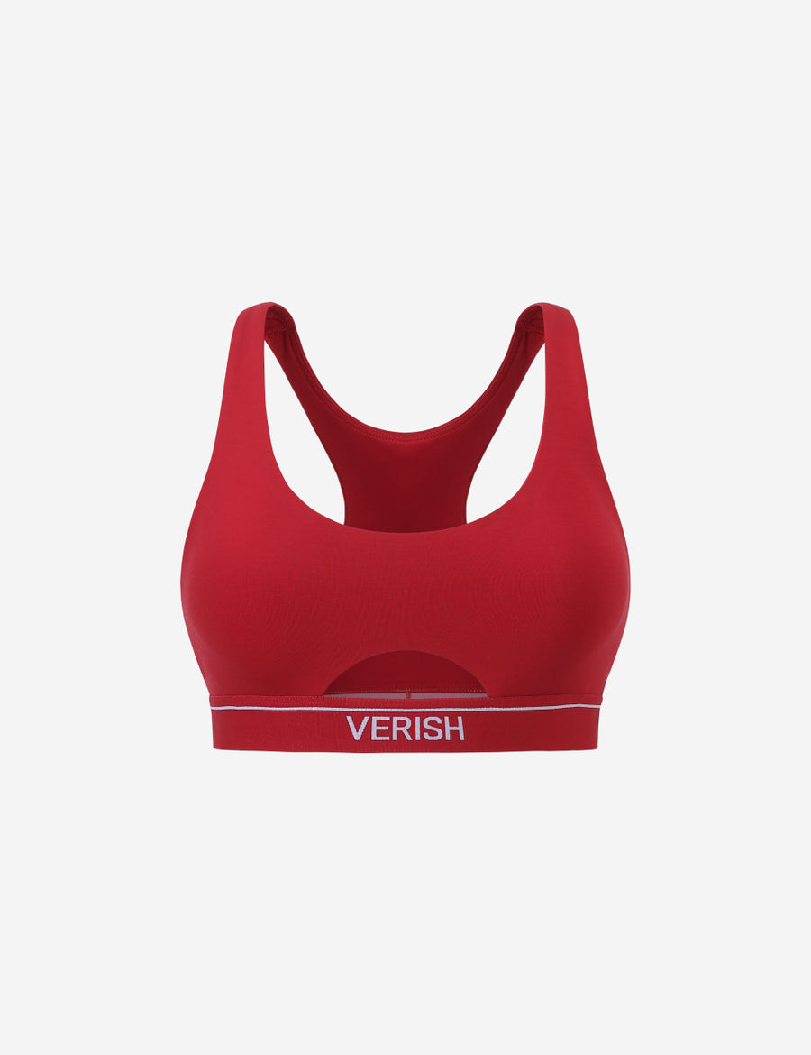 COTTON STITCH BRA TOP CUT OUT LOGO