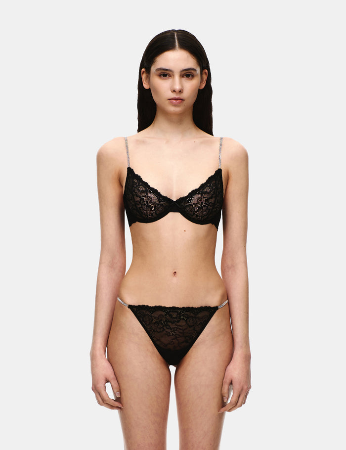 CRYSTAL STRAP LACE BRA