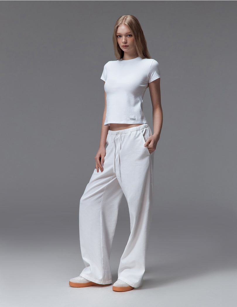 NEW BASIC COTTON WIDE LEG PANTS
