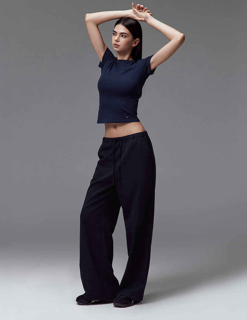 NEW BASIC COTTON WIDE LEG PANTS