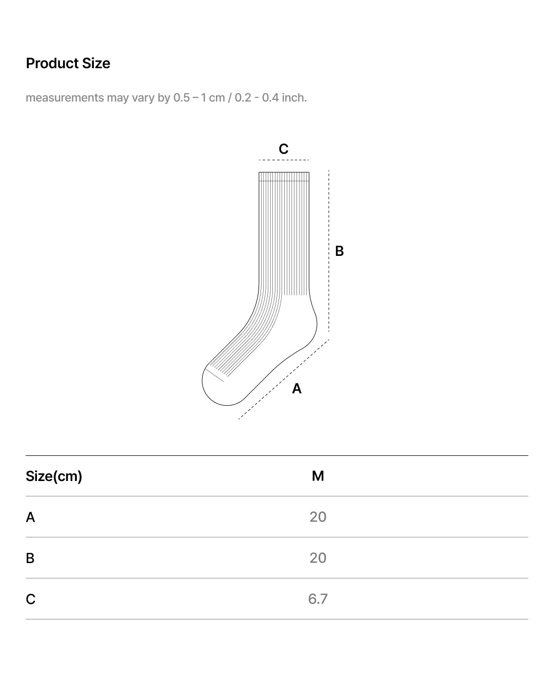 Size Chart - ALL DAY COTTON CREW SOCKS 3PACK