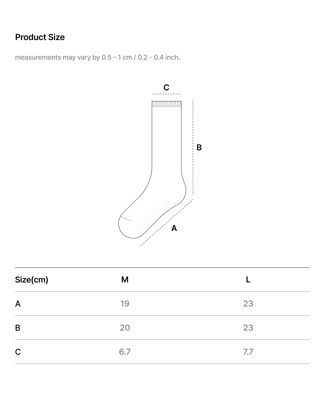 Size Chart - ALL DAY SPORTS CREW SOCKS 2PACK