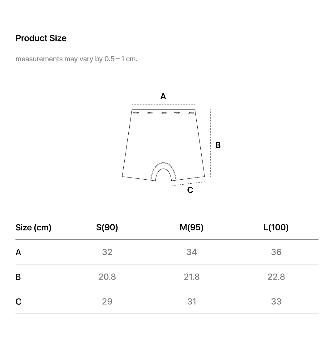 COOL FIT LOGO BAND BOXER BRIEF size chart