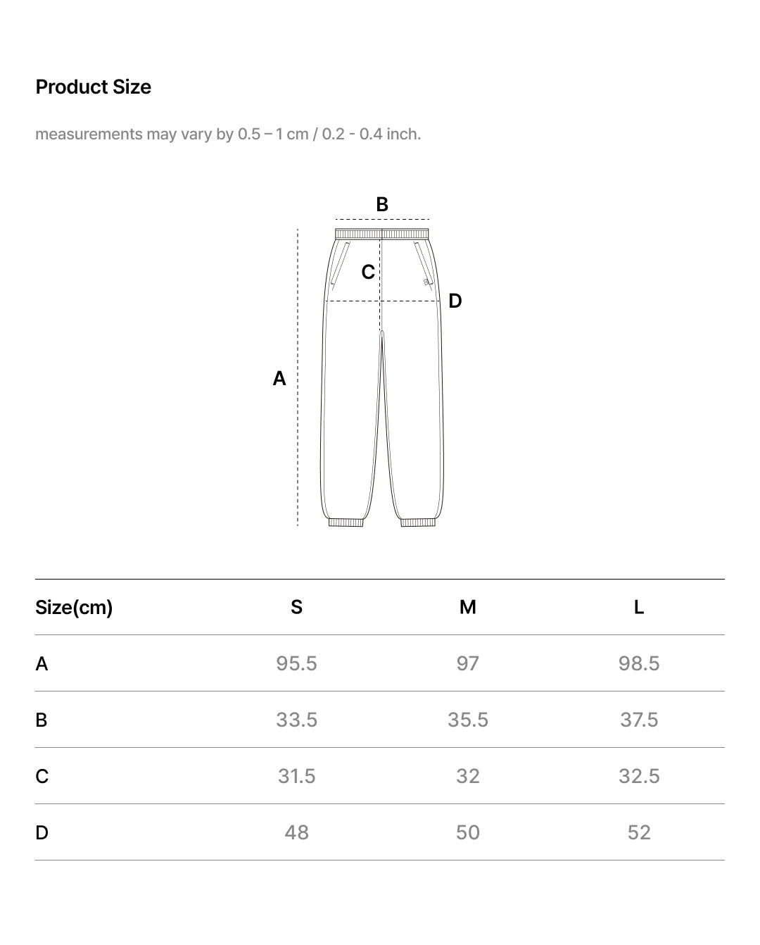 Size Chart - COZY FIT RELAXED FIT JOGGER SWEATPANT
