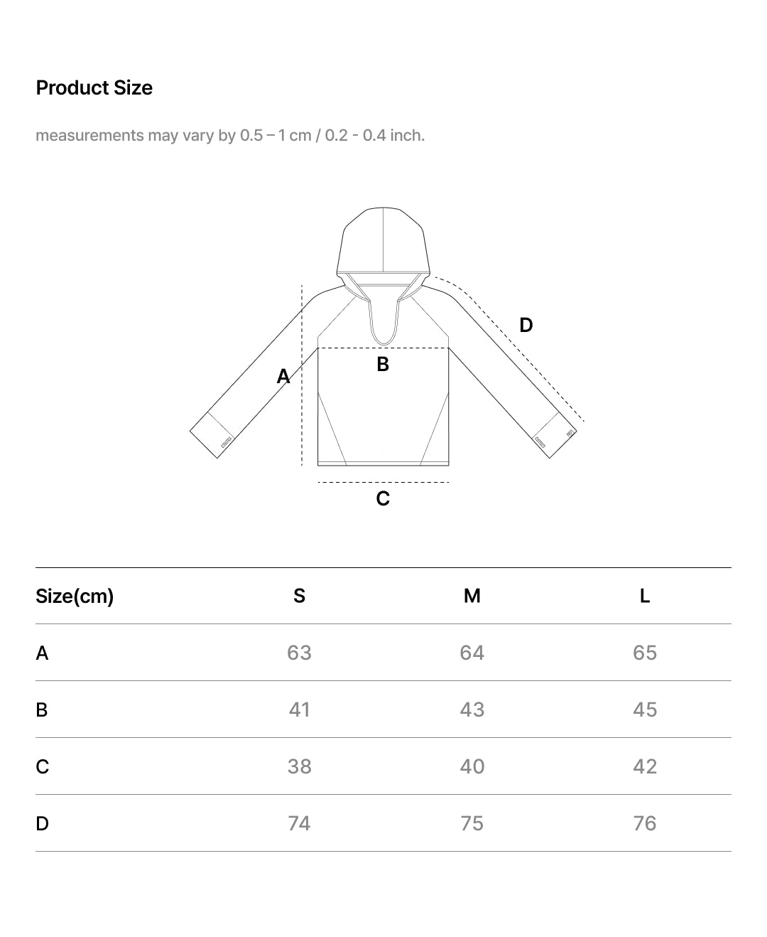 Size Chart - COZY FIT SLIM FIT LONG SLEEVE HOODIE