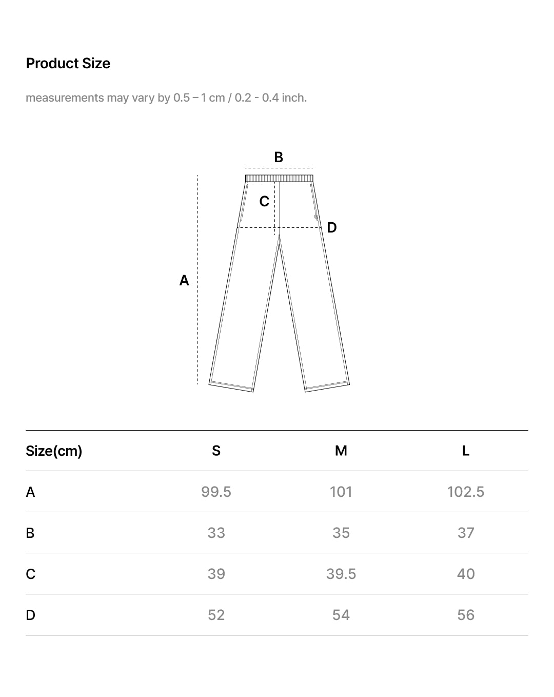 Size Chart - COZY FIT WIDE FIT SWEATPANT