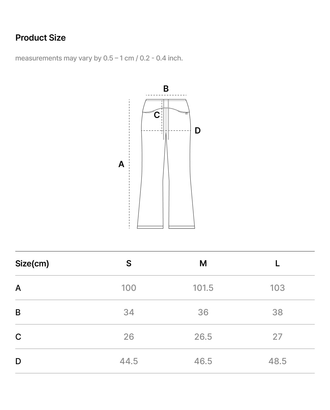 Size Chart - COZY FIT WIDE RIB FLARE PANT