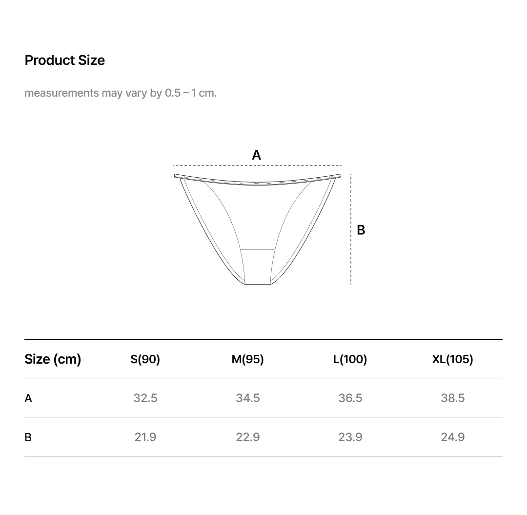 ESSENTIAL FIT LOGO STRING CHEEKY PANTY size chart