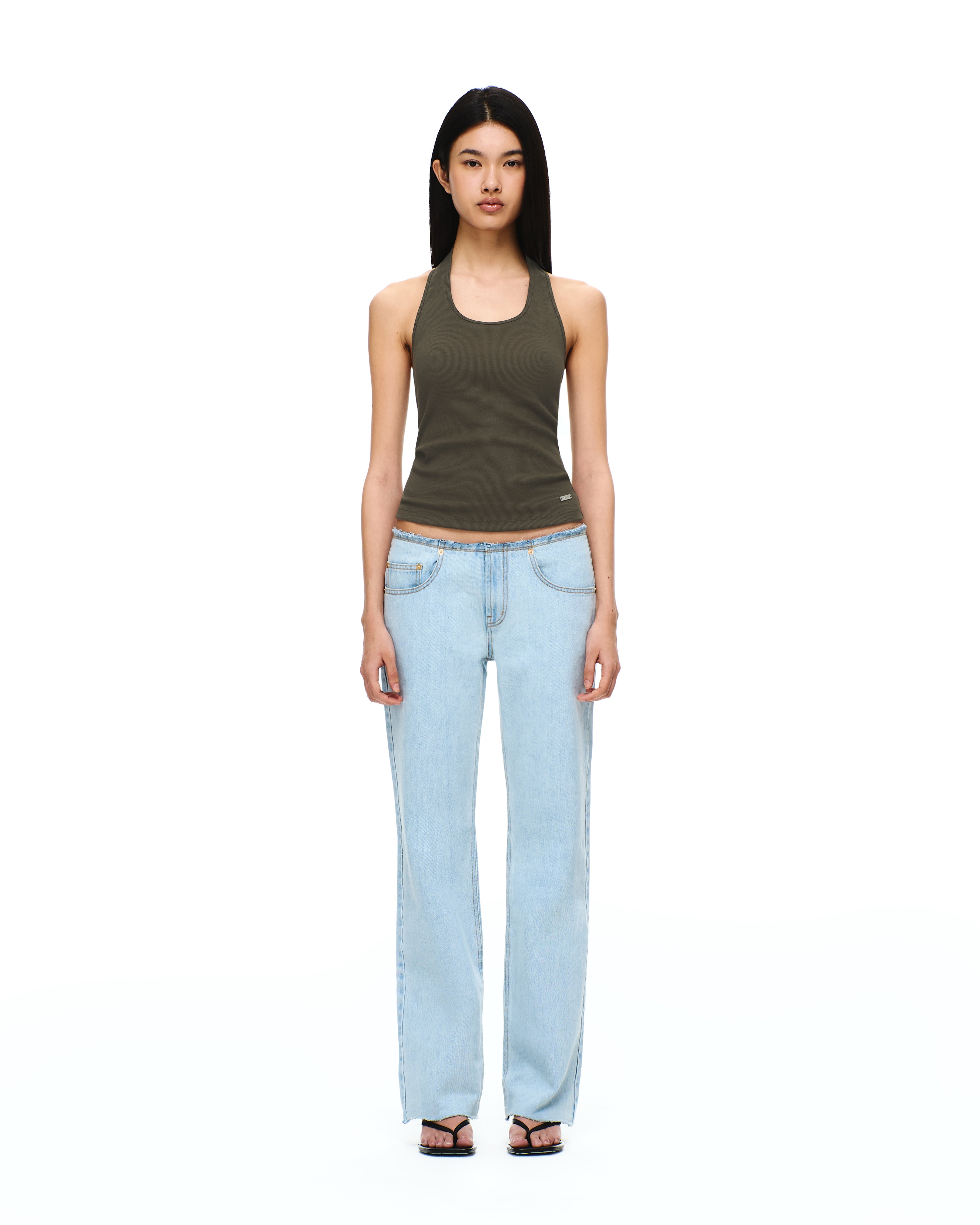 DENIM LOW-RISE PANTS
