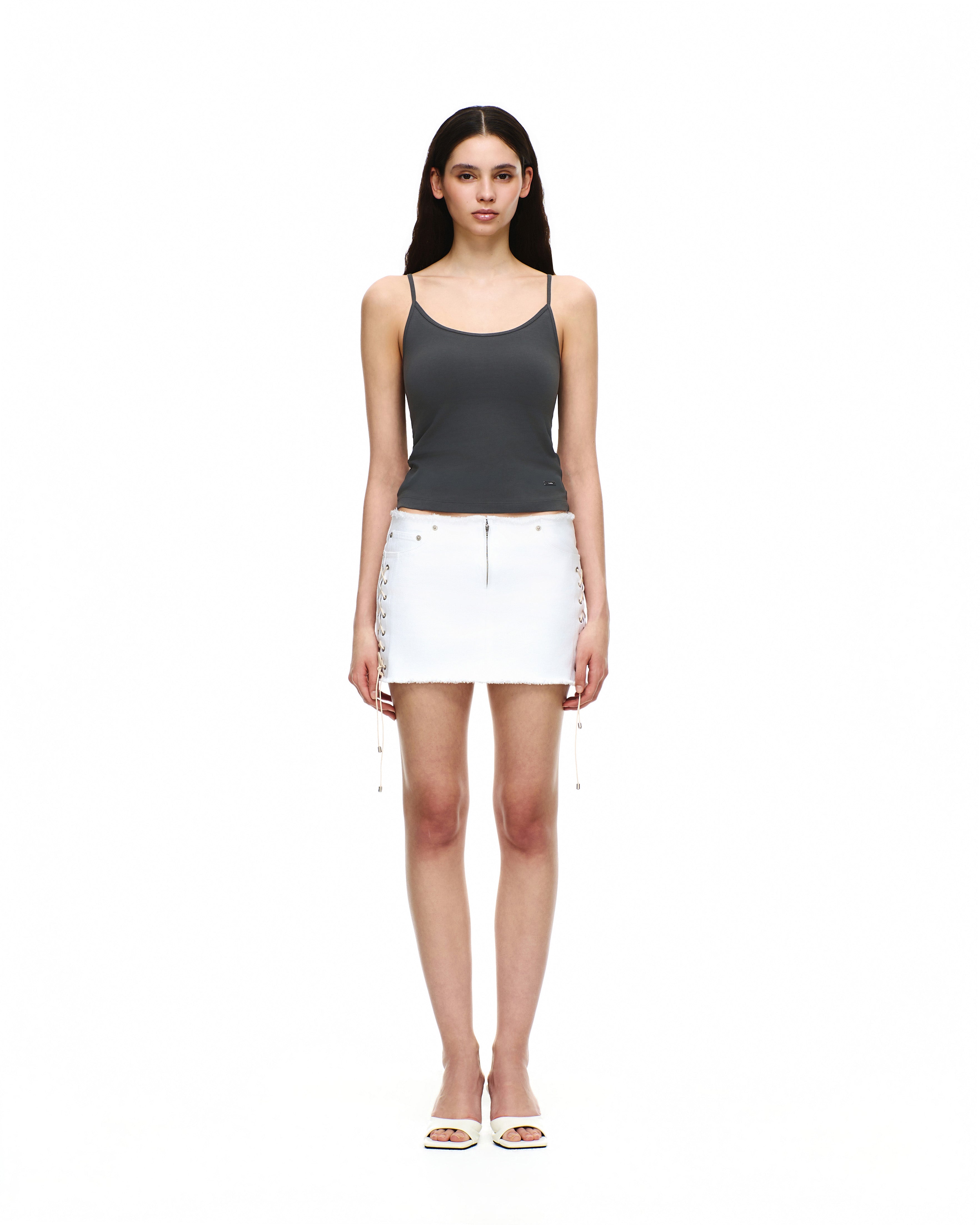 DENIM LACE-UP MINI SKIRT