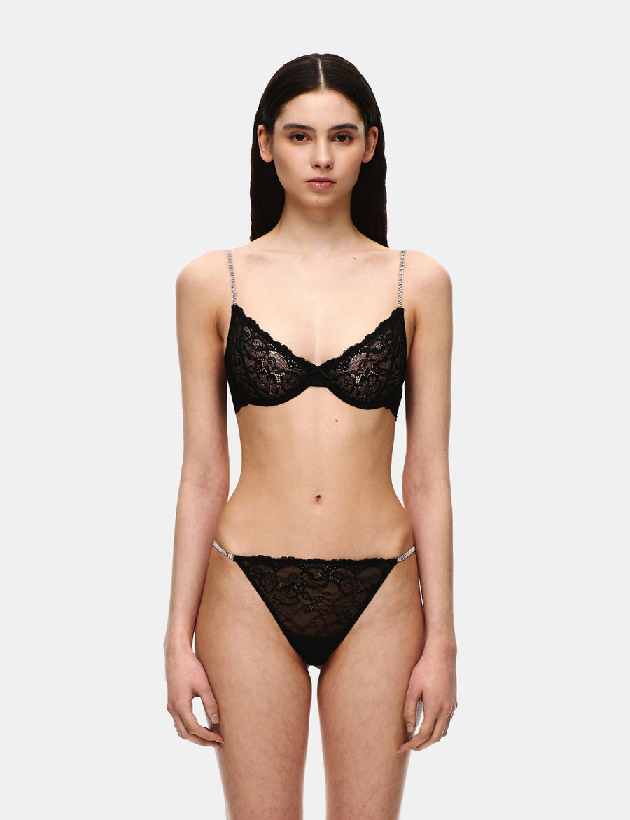 CRYSTAL STRAP LACE BRA