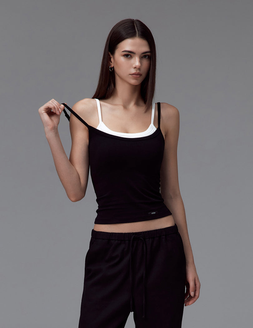 NEW BASIC 拼色假兩件Bra Top 